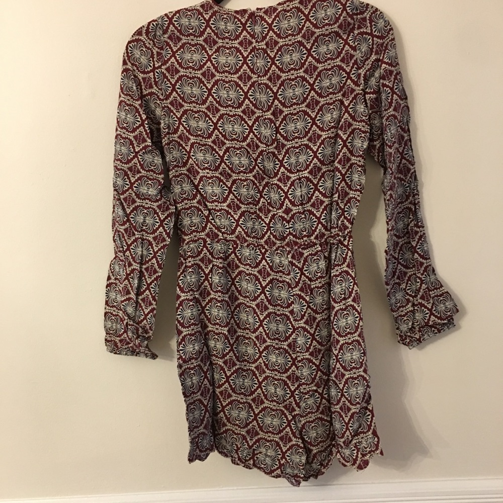 JULY 4th Navy & Burgundy Floral Lace Up Romper - Picture 7 of 7